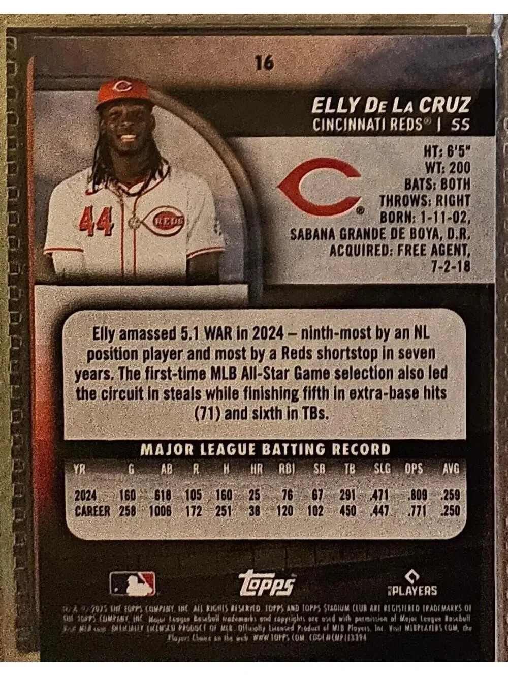 Elly De La Cruz - 2025 Topps MLB Stadium Club - #16 - Reds - Picture 2 of 2